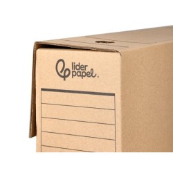 Caja archivo definitivo liderpapel folio prolongado carton reciclado 325g/m2 lomo 116 mm kraft 388x116x275 mm