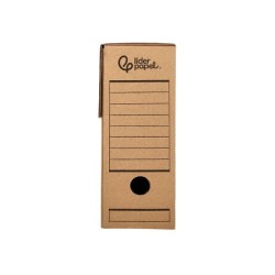 Caja archivo definitivo liderpapel folio carton reciclado 325g/m2 lomo 100 mm kraft 365x100x251 mm