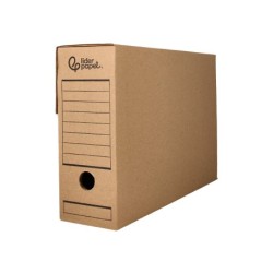 Caja archivo definitivo liderpapel folio carton reciclado 325g/m2 lomo 100 mm kraft 365x100x251 mm