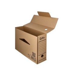 Caja archivo definitivo liderpapel folio carton reciclado 325g/m2 lomo 100 mm kraft 365x100x251 mm