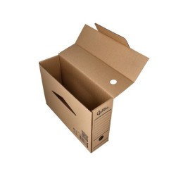 Caja archivo definitivo liderpapel folio carton reciclado 325g/m2 lomo 100 mm kraft 365x100x251 mm