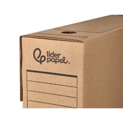 Caja archivo definitivo liderpapel folio carton reciclado 325g/m2 lomo 100 mm kraft 365x100x251 mm