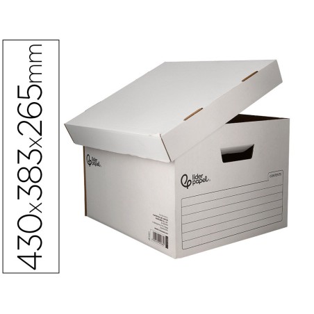 Cajon contenedor liderpapel carton automatico para 4 cajasarchivo def. folio / 5 archivadores a-z 430x383x265mm