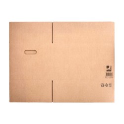 Caja para embalar q-connect americana con asas carton reciclado canal simple 5 mm color kraft 500x340x310 mm