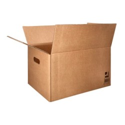 Caja para embalar q-connect americana con asas carton reciclado canal simple 5 mm color kraft 500x340x310 mm