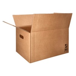 Caja para embalar q-connect americana con asas carton reciclado canal simple 5 mm color kraft 400x290x220 mm