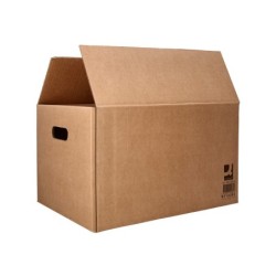Caja para embalar q-connect americana con asas carton reciclado canal simple 5 mm color kraft 400x290x220 mm