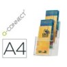 Expositor sobremesa q-connect metacrilato 1/3 din a4 para tripticos 4 compartimentos 121x159x295 mm