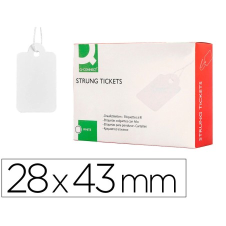 Etiquetas colgantes q-connect 28x43 mm caja de 500 unidades