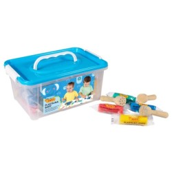 Plastilina jovi my first baby super blanda 38 g baul con 20 unidades colores surtidos  9 sellos madera surtidos