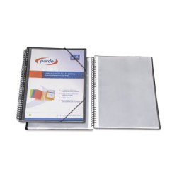 Carpeta pardo escaparate con espiral 20 fundas folio personalizable color negra