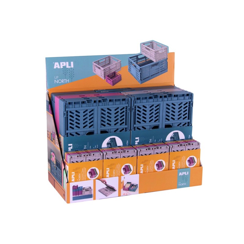 Caja almacenamiento apli plegable up north expositor de 26 unidades tamaños y colores surtidos Caja almacenamiento apli plegable up north expositor de 26 unidades tamaños y colores surtidos