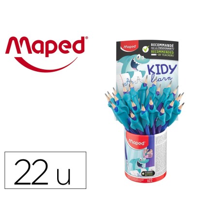 Lapices de grafito maped hb con goma borrar  adaptador ergonomico cubilete de 22 unidades