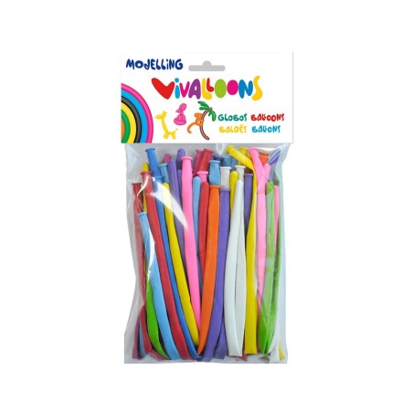 Globo 100% latex biodegradable para modelar figuras colores surtidos blister de 50 unidades