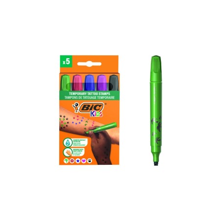 Rotulador bic kids tattoo sello caja de 5 unidades colores surtidos
