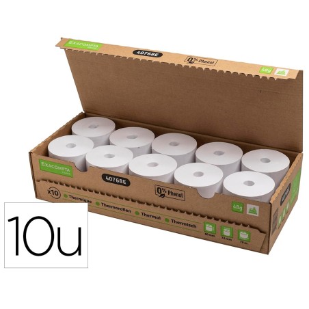 Rollo sumadora exacompta termico 80 x 80 mm 48 g/m2 sin bisfenol a ni plastico