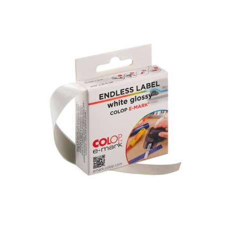 Cinta adhesiva colop polipropileno blanco brillo para impresora e-mark