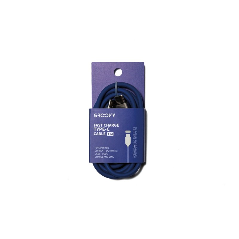 Cable groovy usb 2.0 a usb c apple lightning longitud 1 mt silicona color azul cobalto