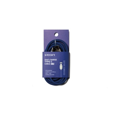 Cable groovy usb 2.0 a usb c apple lightning longitud 1 mt silicona color azul cobalto