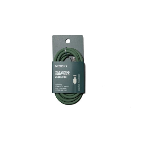 Cable groovy usb 2.0 a usb c apple lightning longitud 1 mt silicona color verde salvia