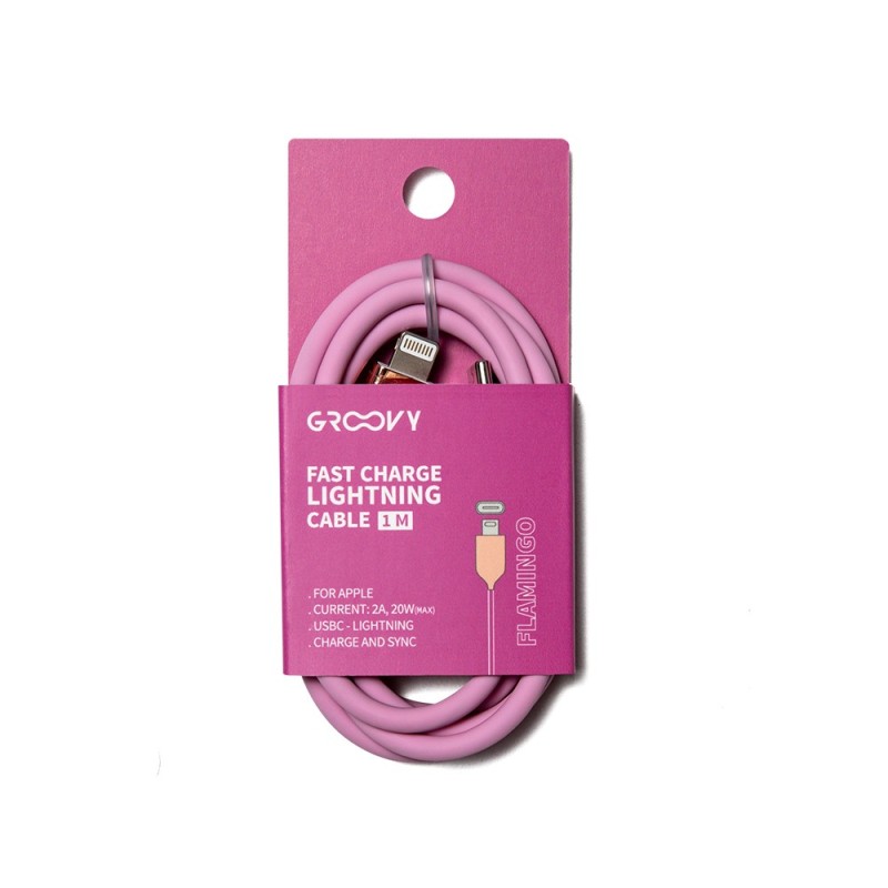 Cable groovy usb 2.0 tipo c a tipo c longitud 1 mt silicona color rosa flamenco