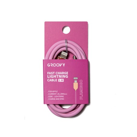 Cable groovy usb 2.0 tipo c a tipo c longitud 1 mt silicona color rosa flamenco