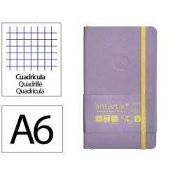 Cuaderno con gomilla antartik notes tapa blanda a6 cuadricula morado y amarillo 100 hojas 80 gr fsc