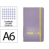 Cuaderno con gomilla antartik notes tapa blanda a6 cuadricula morado y amarillo 100 hojas 80 gr fsc