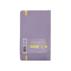 Cuaderno con gomilla antartik notes tapa blanda a6 cuadricula morado y amarillo 100 hojas 80 gr fsc