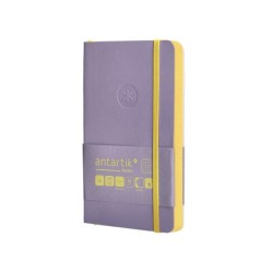 Cuaderno con gomilla antartik notes tapa blanda a6 cuadricula morado y amarillo 100 hojas 80 gr fsc