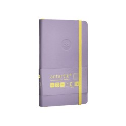 Cuaderno con gomilla antartik notes tapa blanda a6 cuadricula morado y amarillo 100 hojas 80 gr fsc