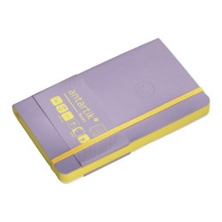 Cuaderno con gomilla antartik notes tapa blanda a6 cuadricula morado y amarillo 100 hojas 80 gr fsc