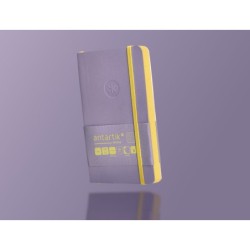 Cuaderno con gomilla antartik notes tapa blanda a6 cuadricula morado y amarillo 100 hojas 80 gr fsc