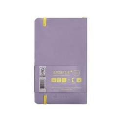 Cuaderno con gomilla antartik notes tapa blanda a6 rayas morado y amarillo 100 hojas 80 gr fsc