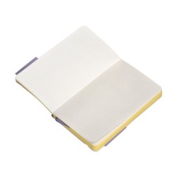 Cuaderno con gomilla antartik notes tapa blanda a6 rayas morado y amarillo 100 hojas 80 gr fsc