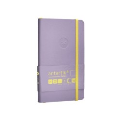 Cuaderno con gomilla antartik notes tapa blanda a6 hojas lisas morado y amarillo 100 hojas 80 gr fsc