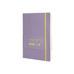 Cuaderno con gomilla antartik notes tapa blanda a5 hojas cuadricula morado y amarillo 80 hojas 80 gr fsc