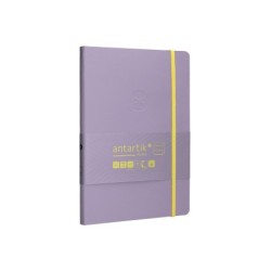 Cuaderno con gomilla antartik notes tapa blanda a5 hojas cuadricula morado y amarillo 80 hojas 80 gr fsc