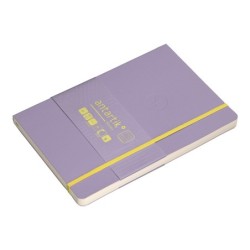 Cuaderno con gomilla antartik notes tapa blanda a5 hojas cuadricula morado y amarillo 80 hojas 80 gr fsc