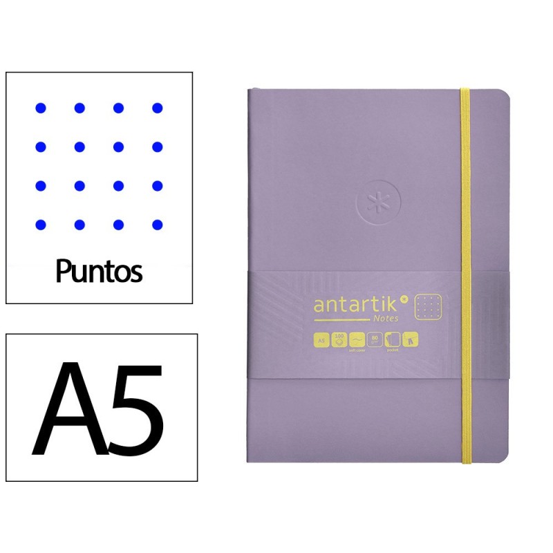 Cuaderno con gomilla antartik notes tapa blanda a5 hojas puntos morado y amarillo 80 hojas 80 gr fsc Cuaderno con gomilla antartik notes tapa blanda a5 hojas puntos morado y amarillo 80 hojas 80 gr fsc