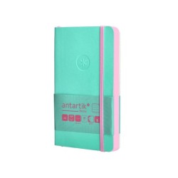 Cuaderno con gomilla antartik notes tapa blanda a6 rayas rosa y turquesa 100 hojas 80 gr fsc