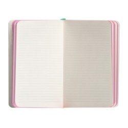 Cuaderno con gomilla antartik notes tapa blanda a6 rayas rosa y turquesa 100 hojas 80 gr fsc