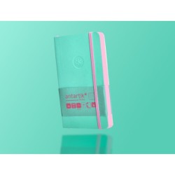 Cuaderno con gomilla antartik notes tapa blanda a6 rayas rosa y turquesa 100 hojas 80 gr fsc