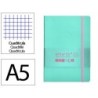 Cuaderno con gomilla antartik notes tapa blanda a5 hojas cuadricula rosa y turquesa 80 hojas 80 gr fsc