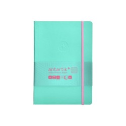 Cuaderno con gomilla antartik notes tapa blanda a5 hojas cuadricula rosa y turquesa 80 hojas 80 gr fsc