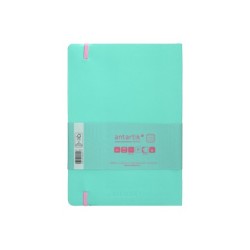 Cuaderno con gomilla antartik notes tapa blanda a5 hojas cuadricula rosa y turquesa 80 hojas 80 gr fsc