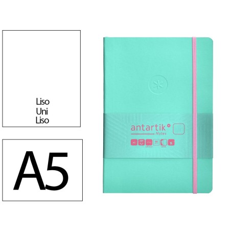 Cuaderno con gomilla antartik notes tapa blanda a5 hojas lisas rosa y turquesa 80 hojas 80 gr fsc
