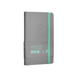 Cuaderno con gomilla antartik notes tapa blanda a6 cuadricula gris y turquesa 100 hojas 80 gr fsc