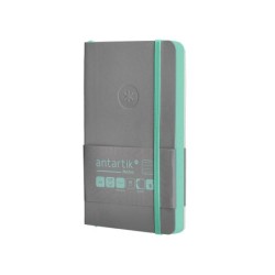 Cuaderno con gomilla antartik notes tapa blanda a6 rayas gris y turquesa 100 hojas 80 gr fsc