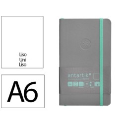Cuaderno con gomilla antartik notes tapa blanda a6 hojas lisas gris y turquesa 100 hojas 80 gr fsc